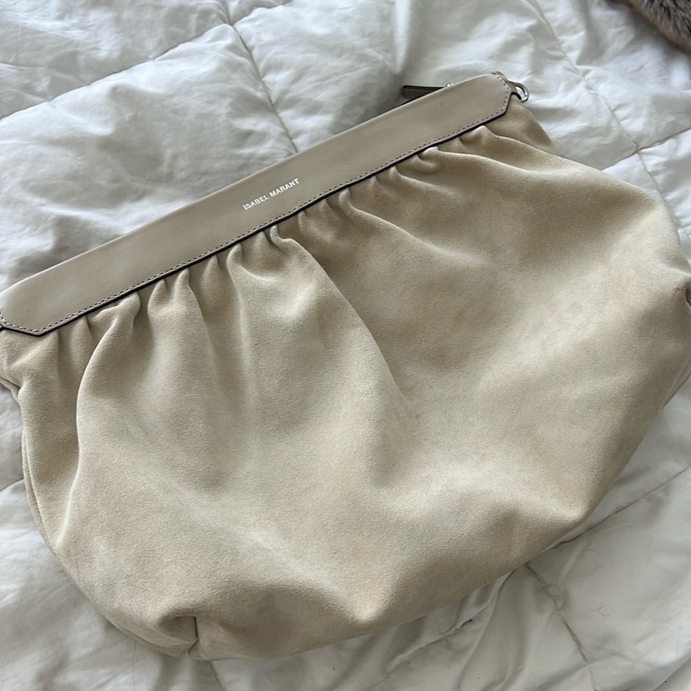 Isabel Marant beige suede clutch or pouch-large